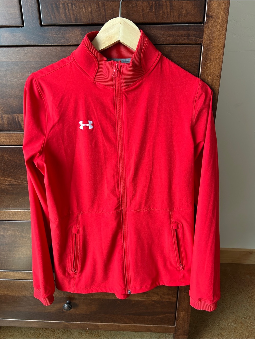 Under Armour Women's Bright Red Full-Zip Utility Jacket with Logo